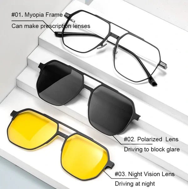 🔥😎Men And Women 3 In 1 Magnetic Polarized Sunglasses - ALPINE WEAR