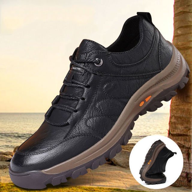 Men's Orthopaedic Leather Trainers - ALPINE WEAR