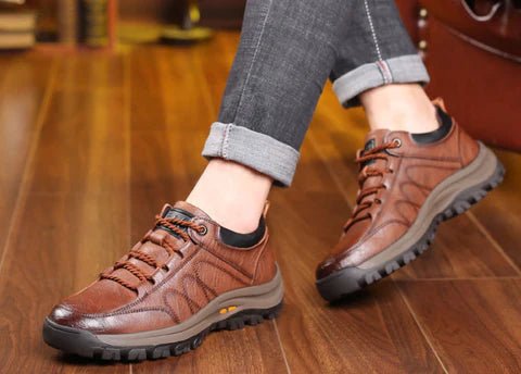 Men's Orthopaedic Leather Trainers - ALPINE WEAR