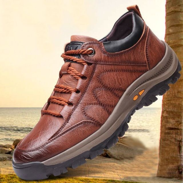 Men's Orthopaedic Leather Trainers - ALPINE WEAR