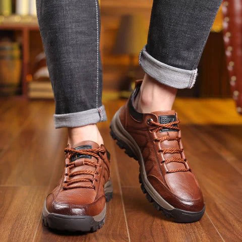 Men's Orthopaedic Leather Trainers - ALPINE WEAR