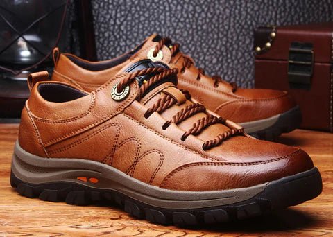 Men's Orthopaedic Leather Trainers - ALPINE WEAR