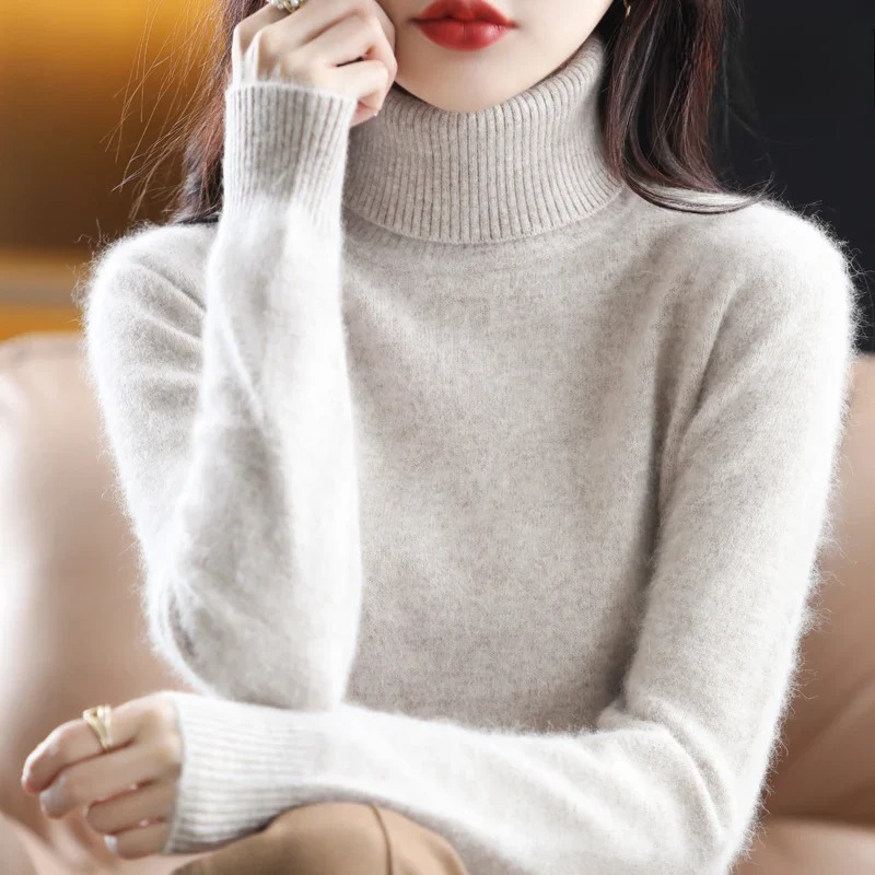 Damen Kaschmir Rollkragenpullover – Flauschig und Gestrickt