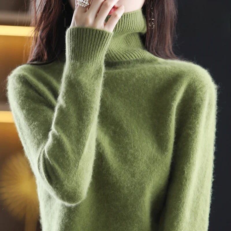 Damen Kaschmir Rollkragenpullover – Flauschig und Gestrickt