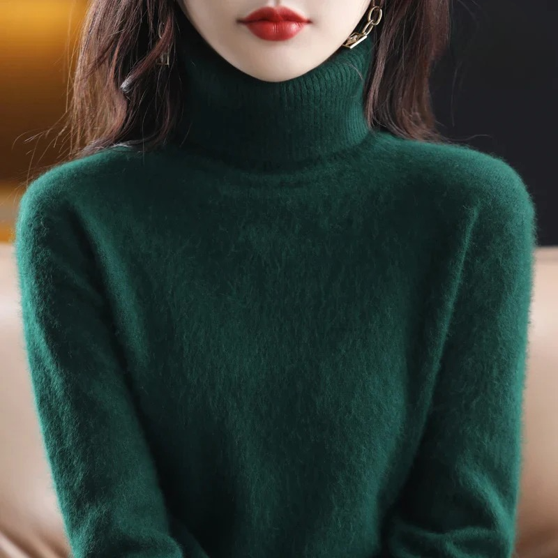 Damen Kaschmir Rollkragenpullover – Flauschig und Gestrickt