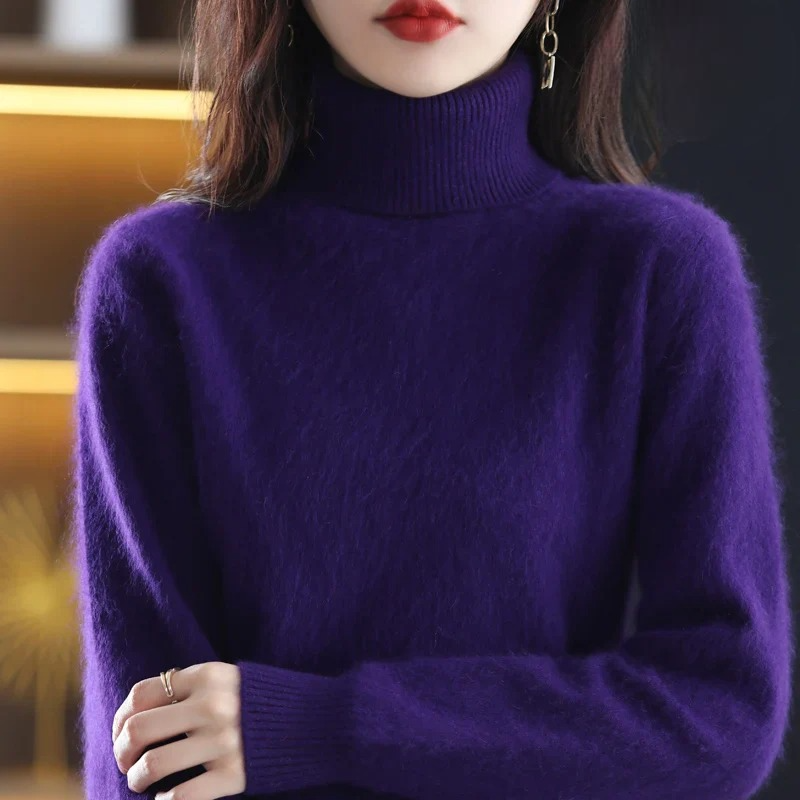 Damen Kaschmir Rollkragenpullover – Flauschig und Gestrickt