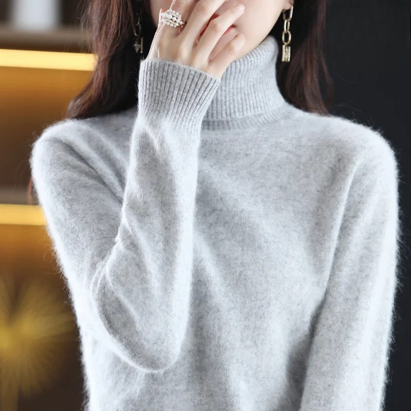 Damen Kaschmir Rollkragenpullover – Flauschig und Gestrickt