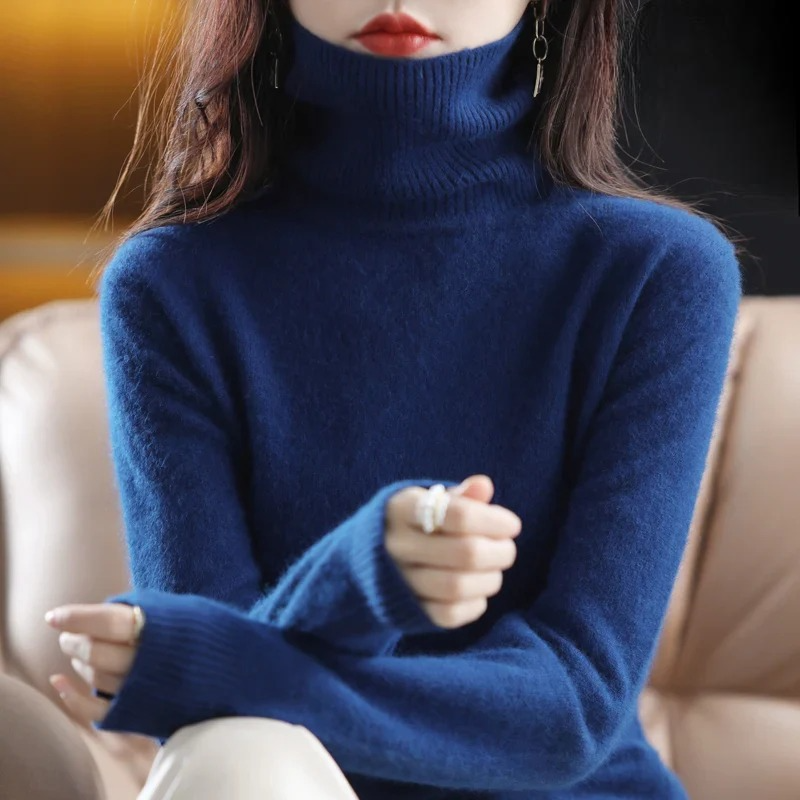 Damen Kaschmir Rollkragenpullover – Flauschig und Gestrickt