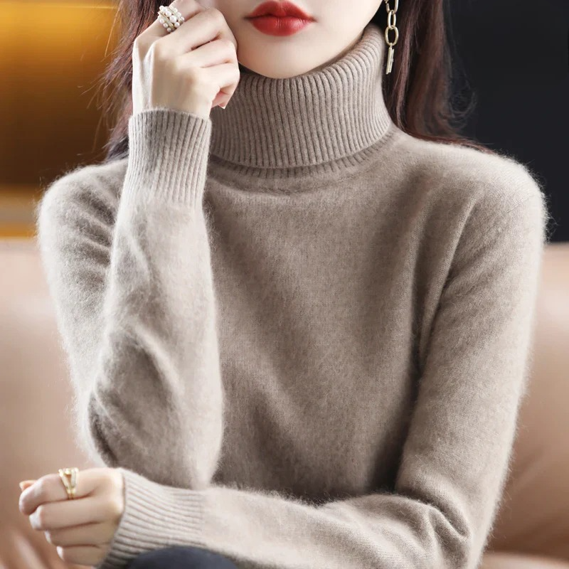 Damen Kaschmir Rollkragenpullover – Flauschig und Gestrickt