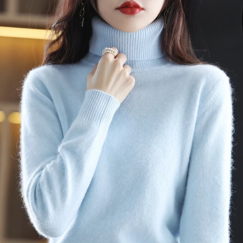 Damen Kaschmir Rollkragenpullover – Flauschig und Gestrickt