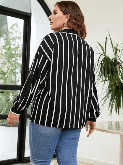 Plus Size Women's Striped Casual Shirt - ALPINE WEAR
