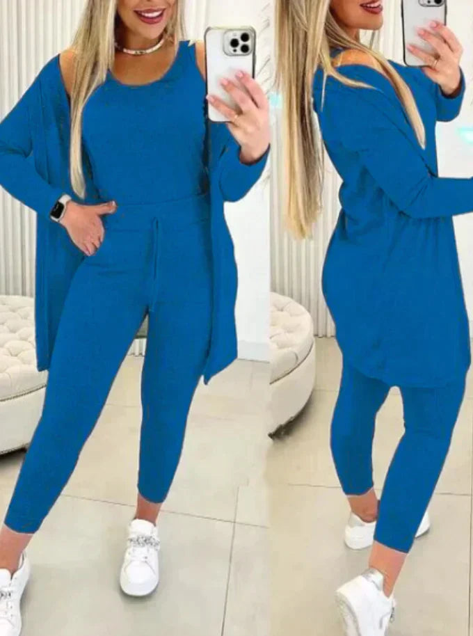 Damen Dreiteiliges Set - Cardigan, Tanktop & Leggings
