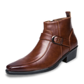 Herren Spitz Zulaufende Stiefeletten - Cubanische Ferse mit Seitenreißverschluss