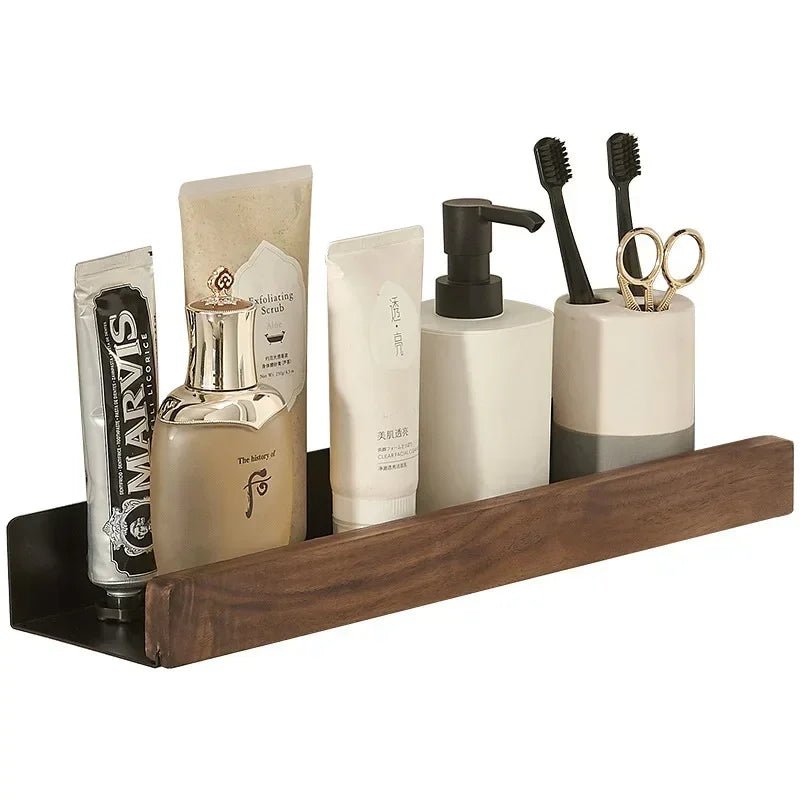 Solid Wood and Aluminium Punch - Free Bathroom Shelf - ALPINE WEAR
