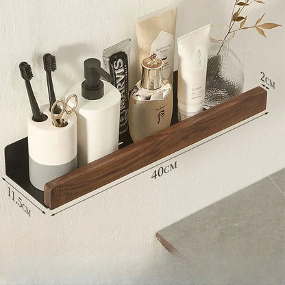Solid Wood and Aluminium Punch - Free Bathroom Shelf - ALPINE WEAR