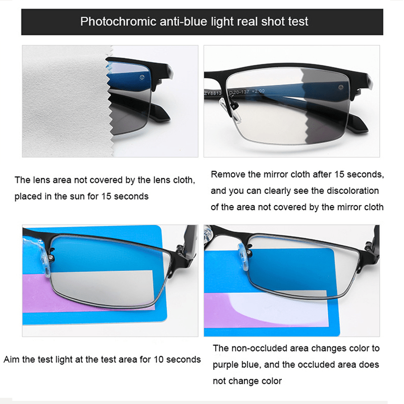 Titanium Multi - focus Reading Glasses Photochromic Progressive Double Light Anti - blue Light - ALPINE WEAR