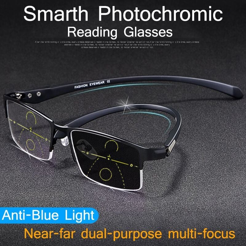 Titanium Multi - focus Reading Glasses Photochromic Progressive Double Light Anti - blue Light - ALPINE WEAR