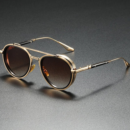 Unisex Vintage Steampunk Double Bridge Sunglasses - ALPINE WEAR