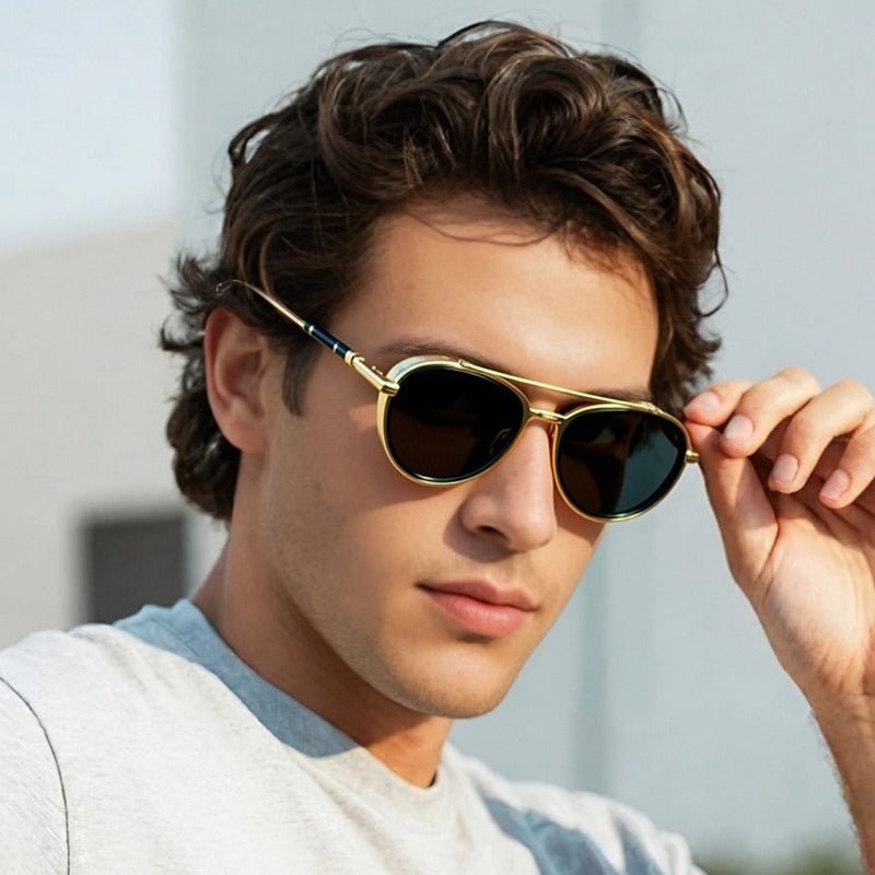 Unisex Vintage Steampunk Double Bridge Sunglasses - ALPINE WEAR