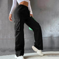 Damen High-Waisted Cargo-Hose – Wide-Leg mit Mehreren Taschen
